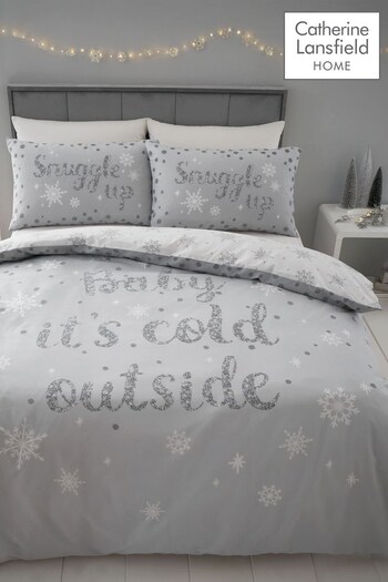 Catherine Lansfield Grey Baby It's Cold Outside Christmas Duvet Cover Set (983768) | £20 - £30