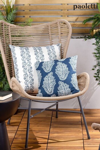 Riva Paoletti Blue Kalindi Paisley Floral UV  Water Resistant Cushion (983923) | £18