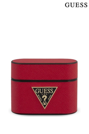 Guess Airpod Red Case 1/2 Pu Saffiano Round Shape With Metal Logo (984135) | £30