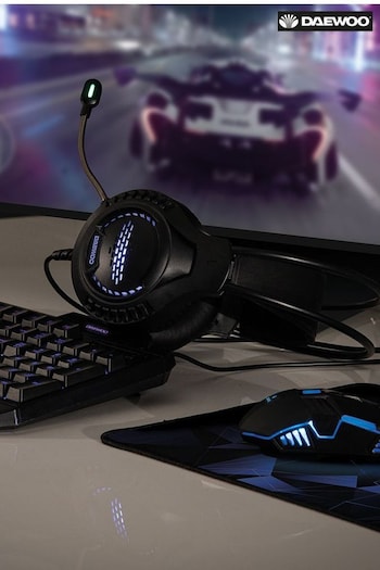 Daewoo Black Gaming Set 4 in 1 Headphones Keyboard Mouse Pad (984155) | £35