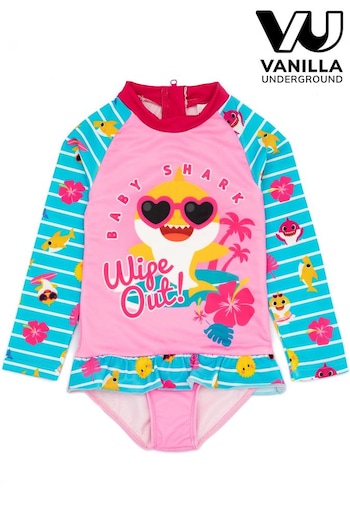 Vanilla Underground Pink Girls Baby Shark Swimsuit (984366) | £20