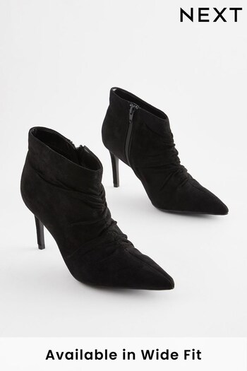 Black Forever Comfort® Point Toe Ruched Ankle Style Boots (985601) | £44