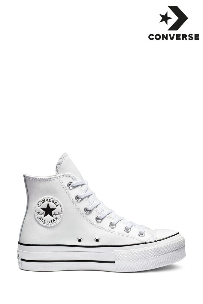 Converse White Platform Lift Chuck Taylor Leather High Trainers (985788) | £85