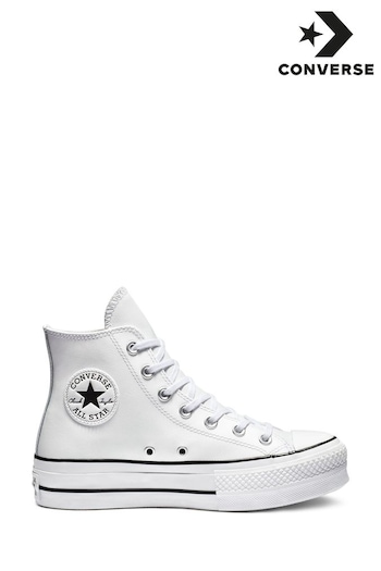Converse Women White Platform Lift Chuck Taylor Leather High Trainers (985788) | £85