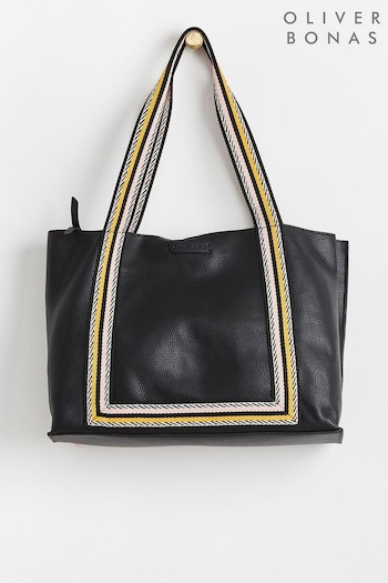 Oliver Bonas Emma Stripe Black Tote Belay Bag (985995) | £62