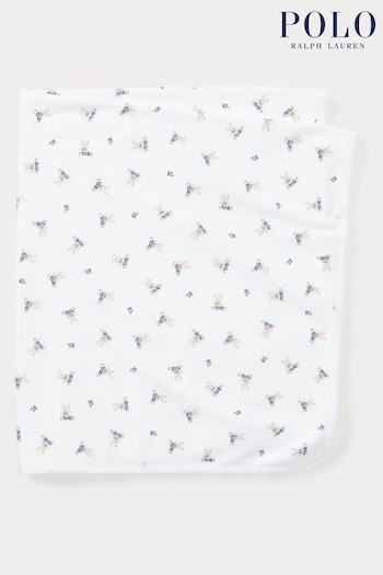 Polo Ralph Lauren Baby White Multi Bear Jersey Blanket (986206) | £55