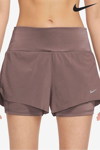 Nike Brown Dri-FIT Mid-Rise 3-inch 2-in-1 Running Shorts with Pockets (986237) | £60