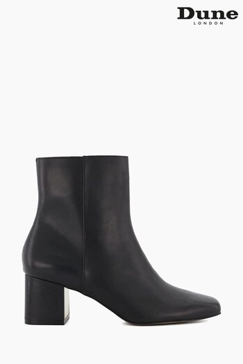 Dune London Onsen Branded Smart Block Heeled Black Smith Boots (986350) | £160