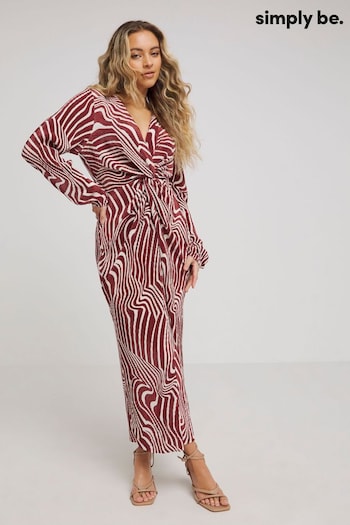 Simply Be Print Plisse Brown Midi Dress (986354) | £39