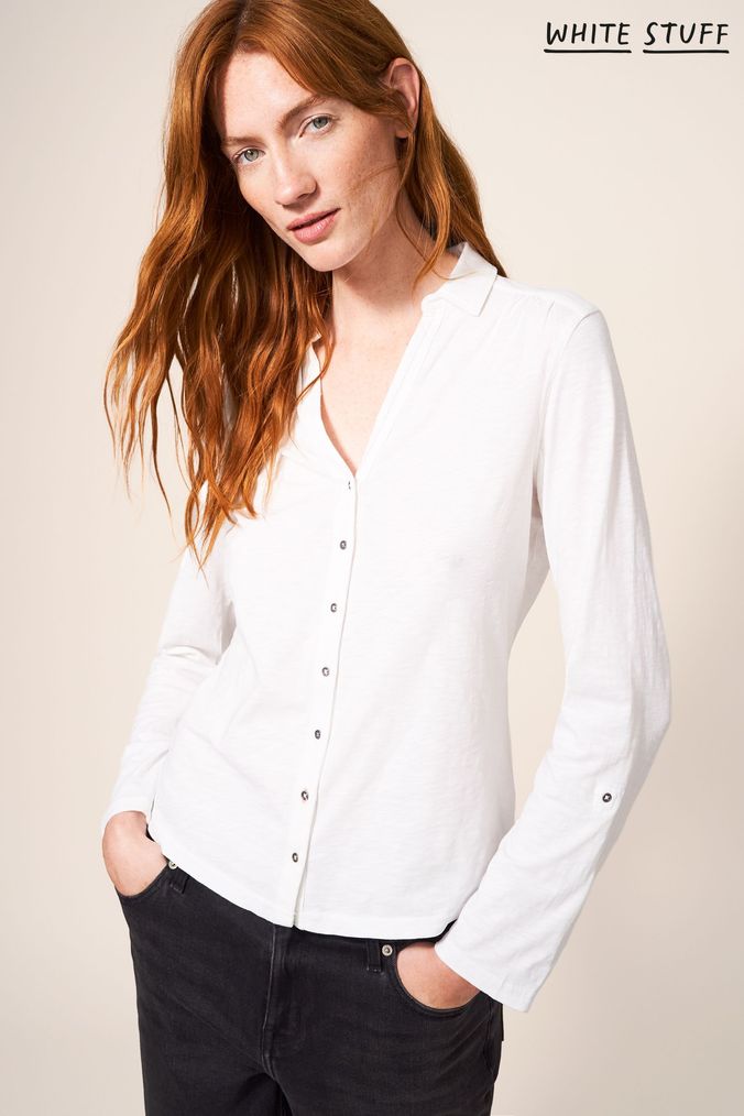 Buy Women s White Stuff Plain Long Sleeve Casual Shirts Online