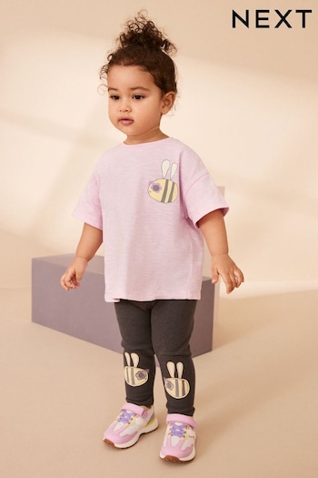 Lilac Purple Short Sleeve T-Shirt and Alma Leggings Set (3mths-7yrs) (987223) | £10 - £14