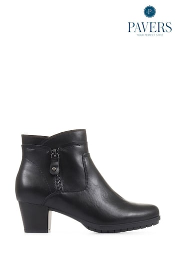 Pavers Block Heel Black Ankle Dry Boots (9873E4) | £45