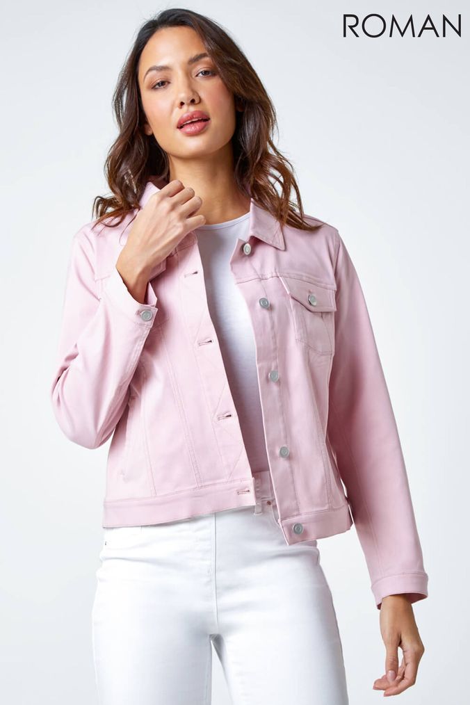 Pink colour clearance denim jacket