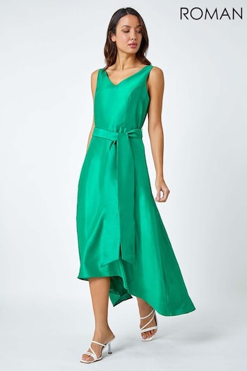 Roman Green Dipped Hem Fit & Flare Dress (987642) | £65