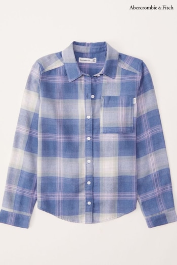 Abercrombie & Fitch Blue Long Sleeve Checked Plaid Shirt (987695) | £29