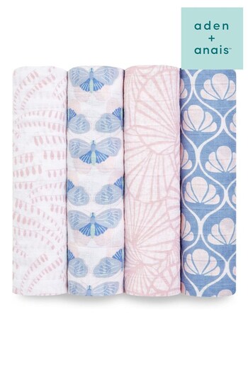 aden + anais Pink Large Cotton Muslin Blankets 4 Pack (987710) | £25