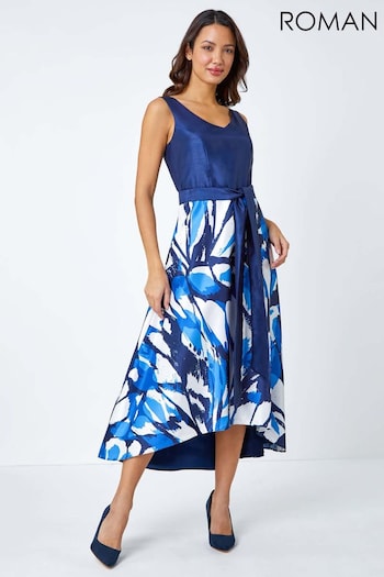 Roman Blue Butterfly Print Fit & Flare Dress (987746) | £70