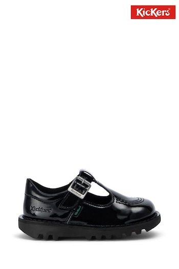 Kickers Infant Girls Kick T-Bar Vegan Patent Black Shoes (987902) | £50