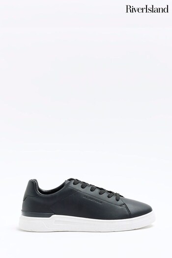 River Island Black Lace Up Cupsole Trainers (988098) | £45