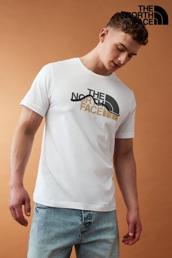 For Vans Small Logo T-Shirt White Mens Mountain Line Short Sleeve T-Shirt (988365) | £30