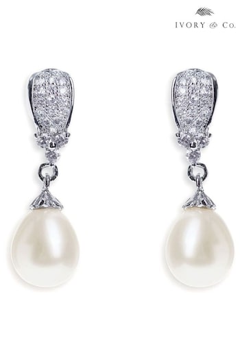 Ivory & Co Rhodium Serrano And Pearl Classic Drop Earrings (988448) | £25