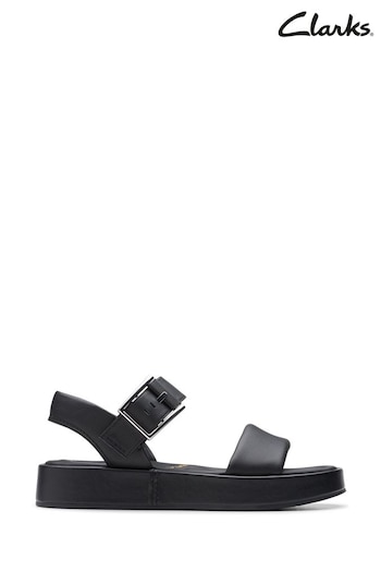 Clarks Black Leather Alda Strap Sandals (988843) | £75