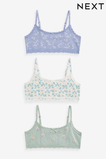 Blue/Pink Floral Strappy Crop Top 3 Pack (5-16yrs) (988905) | £9 - £12