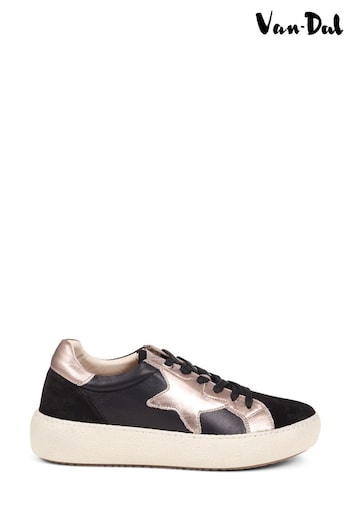 Pavers Van Dal Black Leather Lace-Up Trainers (988944) | £90