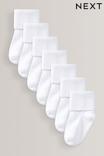 White Baby 7 Pack Roll Top Socks (0mths-2yrs) (988981) | £8