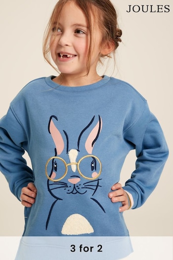 Joules Mackenzie Blue Embroidered Rabbit Crew Neck Sweatshirt (989142) | £29.95 - £32.95