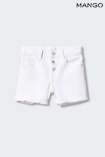 Mango Frayed Denim White Shorts (989264) | £18