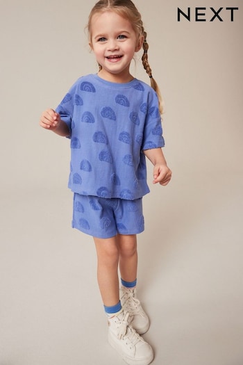 Blue Rainbow Towelling Short Sleeve Top and Shorts Set (3mths-7yrs) (989767) | £10 - £14