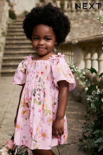 Pink Floral Printed Cotton Dress (3mths-8yrs) (989885) | £13 - £16