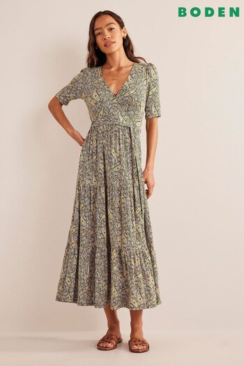 Boden Green Tiered Wrap Jersey Maxi Dress (989955) | £110