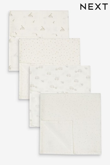 Soft White Baby Muslin Cloths 4 Packs (990377) | £10