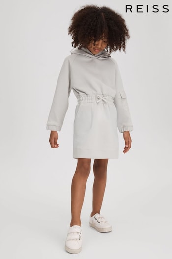 Reiss Grey Rhonda Junior Hybrid Jersey Hooded Dress (990412) | £60