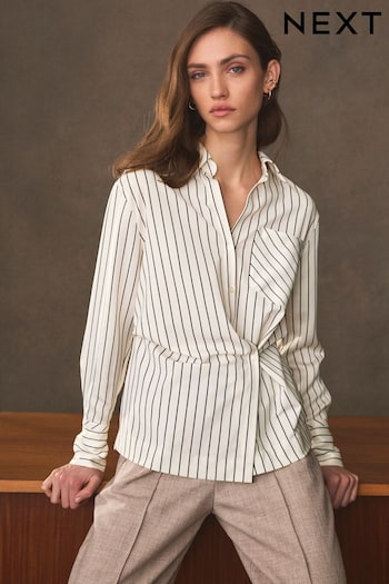 White/Black Stripe Asymmetric Pinstripe Shirt (990446) | £68