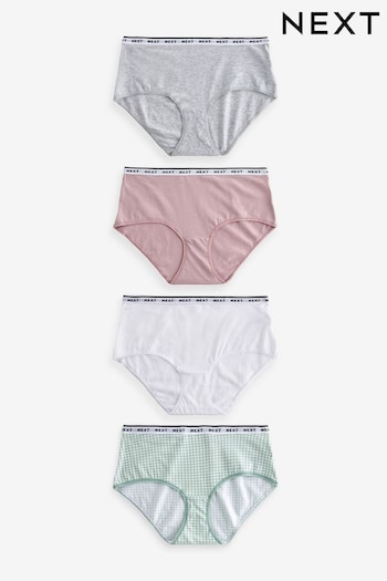 White/Grey/Pink/Light Green Midi Cotton Rich Logo Knickers 4 Pack (990627) | £18
