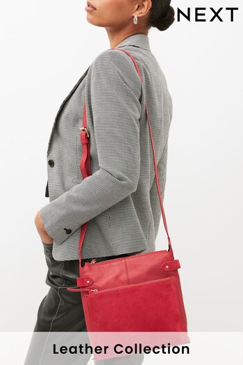 Red Leather Pocket Messenger Bag (990805) | £38
