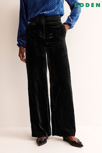 Boden Black Westbourne Velvet Trousers (990942) | £130