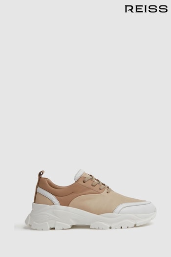 Reiss Neutral Arden Chunky Leather Trainers (991202) | £158