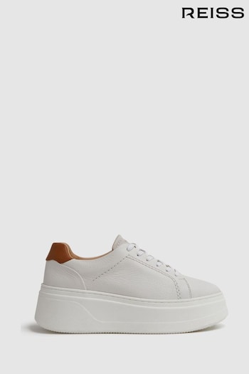 Reiss White Connie Chunky Leather Trainers (991223) | £158