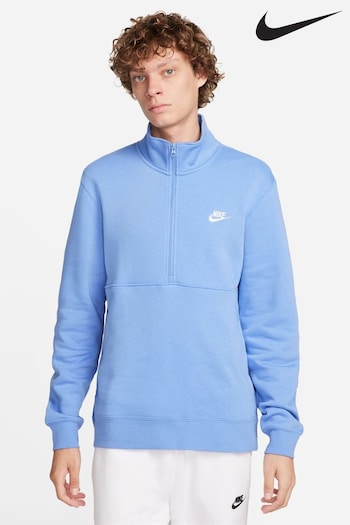 Nike Blue Club Brushed-Back 1/2-Zip Sweatshirt (991441) | £65