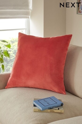 Coral Pink Matte Velvet Large Square Cushion (991650) | £16