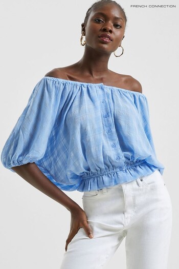 French Connection Blue Button Peasant Shirt (991853) | £60