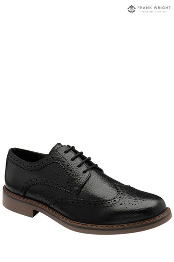 Frank Wright Black Mens Leather Lace-Up Brogues (992089) | £60