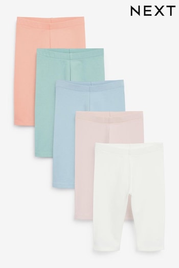 Pink/Blue 5 Pack Cropped Leggings collar (3-16yrs) (992111) | £16 - £22