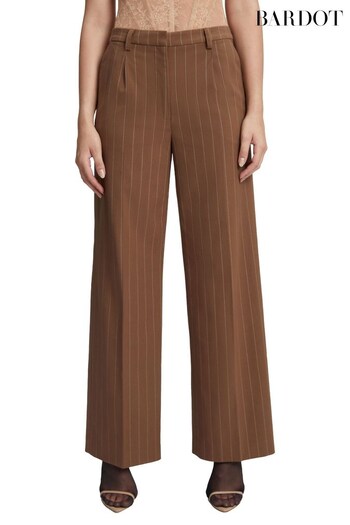 Bardot Brown Straight Fit Mid Low Rise Pin Stripe Brown Trousers (992167) | £94