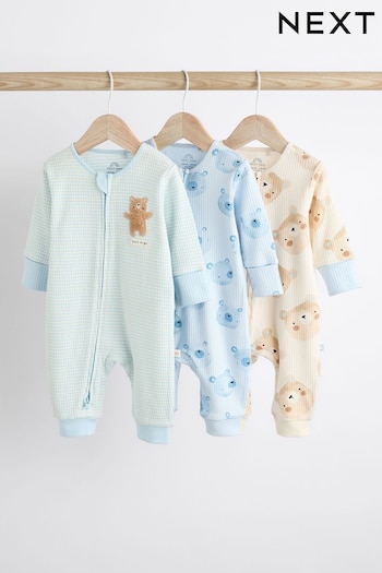 Blue Bear Zip Baby Sleepsuits 3 Pack (0-3yrs) (992253) | £20 - £22