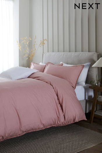 Pink Fringed Edge 100% Cotton Duvet Cover and Pillowcase Set (992327) | £25 - £55